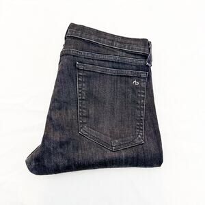 Rag & Bone Dre Capri Concrete Black Charcoal Wash Denim Raw Hem Jeans Size 29